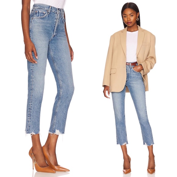 ✨NWT✨ AGOLDE Riley High Rise Slim Straight Crop Jean in Haven Blue Sz 30 - Picture 11 of 12